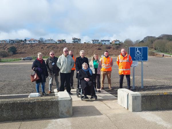 The new disabled access at Links Road Car Park with people standing for a photo