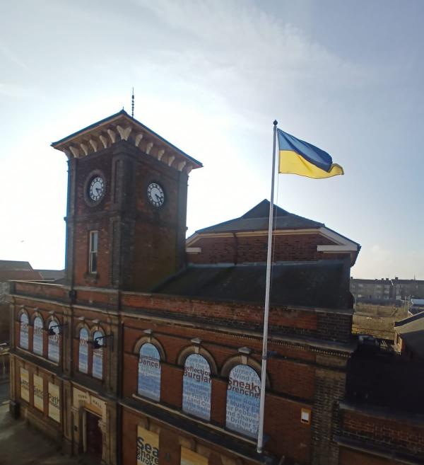 Ukraine Flag on the Town Hall