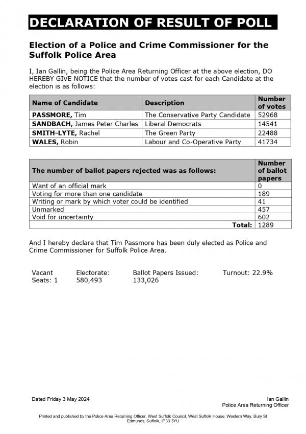 Suffolk PCC Declaration of Result page 0001