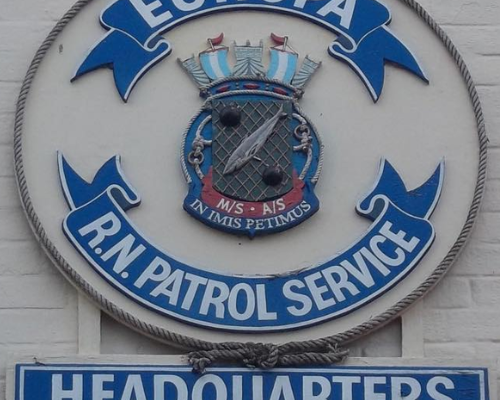 The RNPS Logo. The logo reads "Europa. R.N. Patrol Service. Headquarters"